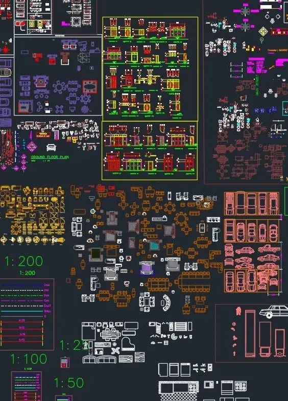 Block DWG แจกฟรี (คน สัตว์ รถ เครื่องบิน เรือ ต้นไม้ เฟอร์นิเจอร์ ฯลฯ)