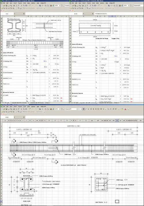 ออกแบบ Prestressed Pile+Composit Slab+Beam + เสาเข็มสำหรับเขื่อนกันดิน + การออกแบบเสาเข็มอุโมงค์