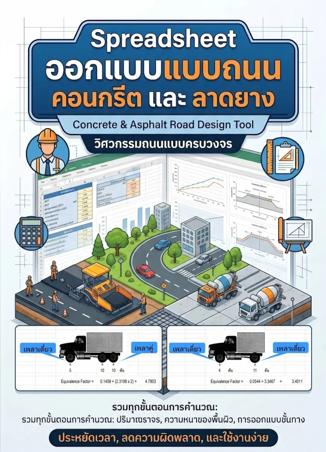 ออกแบบถนนลาดยาง และ ถนนค.ส.ล. โดยเพื่อนวิศวกร