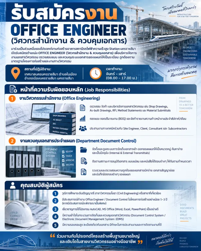 OFFICE ENGINEER (วิศวกรสำนักงาน & ควบคุมเอกสาร)