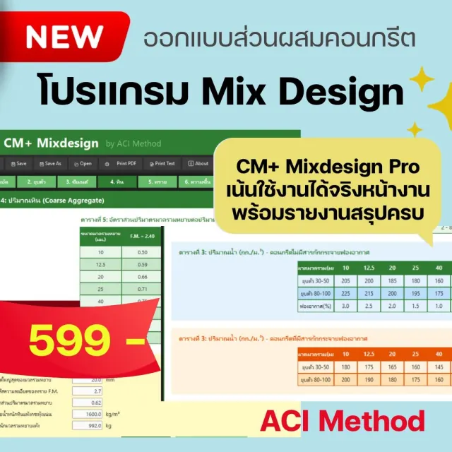 โปรแกรม Mix Design (ACI Method)